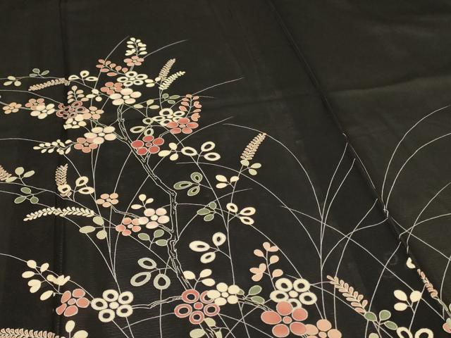 平和屋着物＊夏物　訪問着　絽　草花文　銀彩　正絹　逸品　AABI0657jd_3