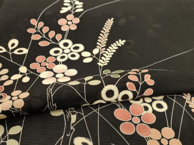 平和屋着物＊夏物　訪問着　絽　草花文　銀彩　正絹　逸品　AABI0657jd_4