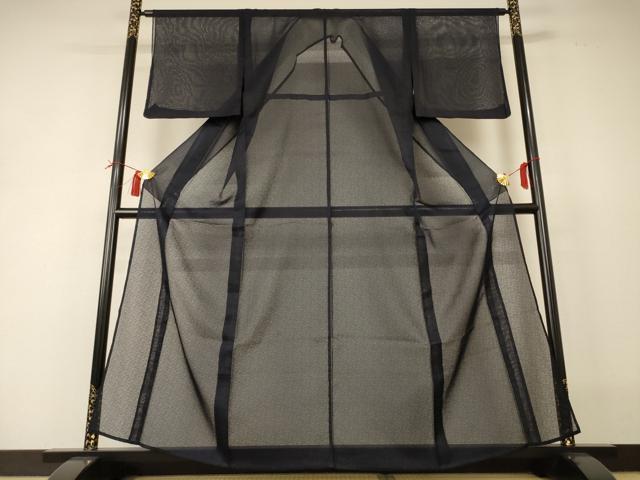 平和屋着物＊夏物　色無地　霞紋紗　蝋色　正絹　逸品　AABI0663jd