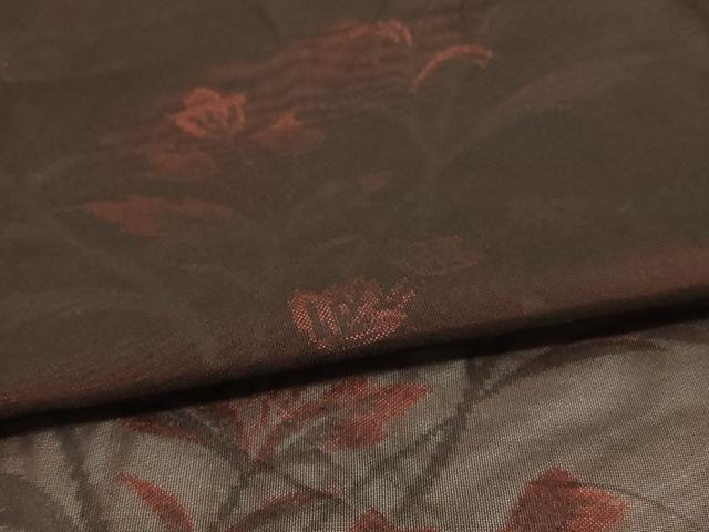 平和屋着物＊夏物　小紋　紗　草花文　正絹　逸品　AABI0664jd_4