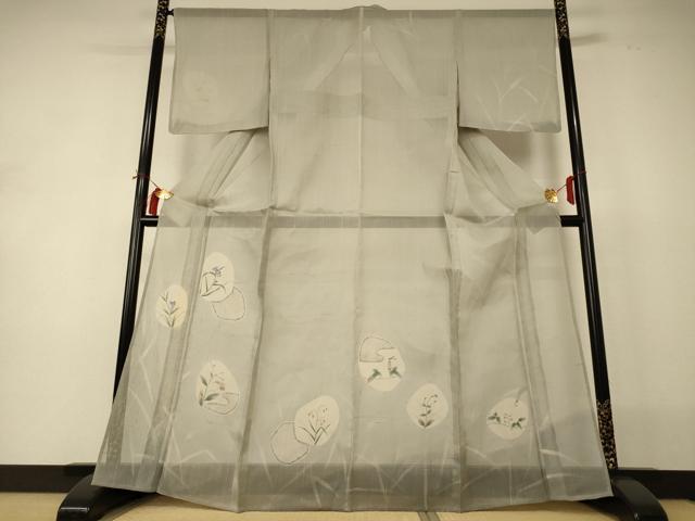 平和屋着物＊夏物　絹芭蕉　訪問着　草花文　正絹　逸品　未使用　AABI0674jd