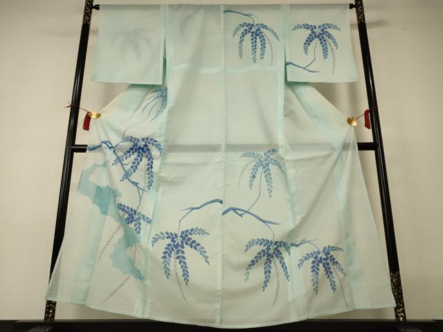 平和屋着物＊夏物　訪問着　絽　手描き　草花文　洗える着物　AABI0678jd