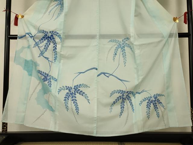 平和屋着物＊夏物　訪問着　絽　手描き　草花文　洗える着物　AABI0678jd_2