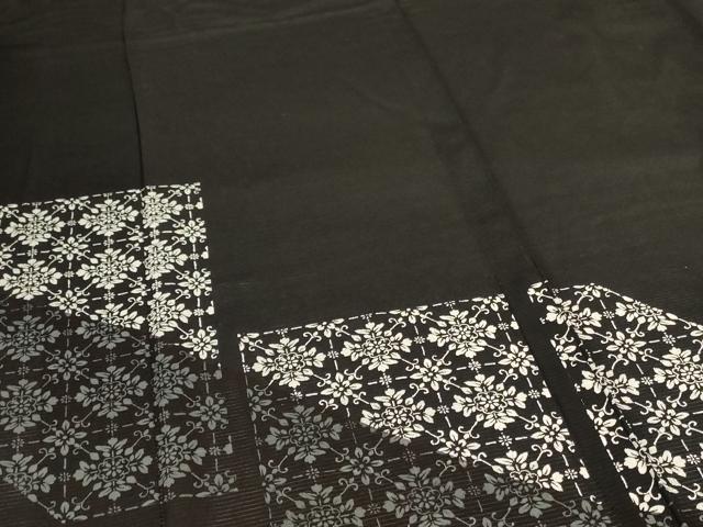 平和屋着物＊夏物　訪問着　絽　花格子　黒地　正絹　逸品　AABI0681jd_3