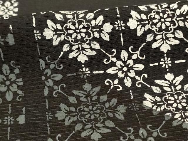 平和屋着物＊夏物　訪問着　絽　花格子　黒地　正絹　逸品　AABI0681jd_5