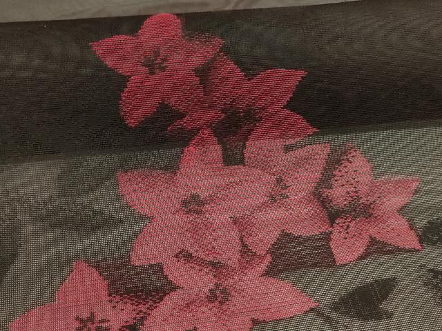 平和屋着物＊夏物　小紋　紗　草花文　正絹　逸品　AABI0682jd_4