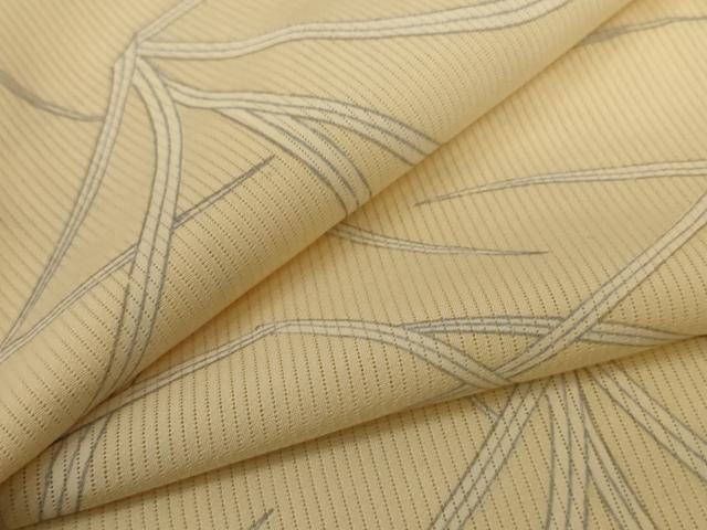 平和屋着物＊夏物　小紋　縦絽　草葉文　正絹　逸品　AABI0731jd