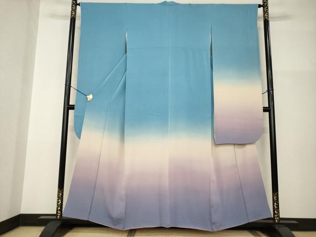 平和屋着物●京友禅　阪東峰彩　振袖　横段霞文　暈し染め　正絹　逸品　AABI0767ck