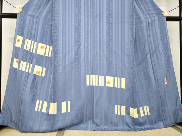 平和屋着物●京友禅　渥美博也　訪問着　駒刺繍　段違い花文　正絹　逸品　AABI0774ck_2