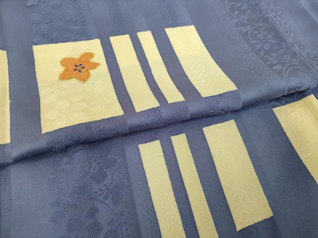 平和屋着物●京友禅　渥美博也　訪問着　駒刺繍　段違い花文　正絹　逸品　AABI0774ck_4