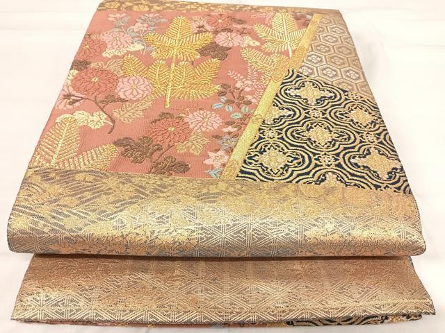 平和屋着物◎佐賀錦 太鼓柄袋帯 唐織 吉祥花文 金銀糸 正絹 逸品