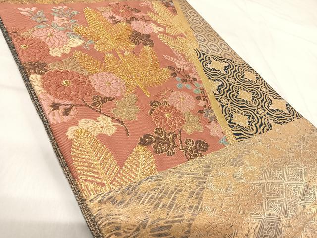 平和屋着物◎佐賀錦 太鼓柄袋帯 唐織 吉祥花文 金銀糸 正絹 逸品