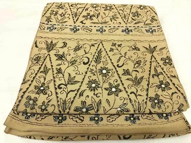 平和屋着物◎六通柄袋帯 草花文 金銀糸 正絹 逸品 AABI0860yx 【公式通販】