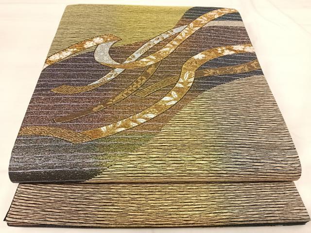 平和屋着物◎太鼓柄袋帯 熨斗花文 金糸 正絹 逸品 AABI0945yx 【公式通販】