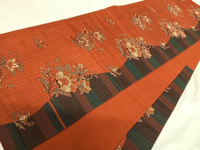平和屋着物◎六通柄袋帯 更紗花文 正絹 逸品 AABI0983yx 【公式通販】