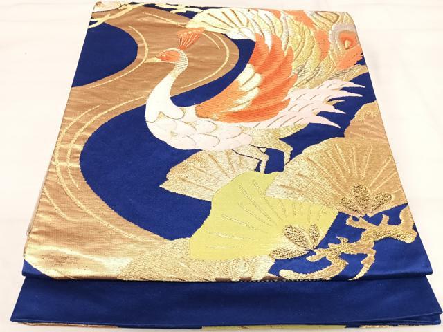 AA 33袋帯 六通柄 金通し　多彩金糸　孔雀　織物 孔雀　正絹 美品 着物 平和屋着物◎六通柄袋帯 唐織 孔雀松文 金銀糸 正絹 逸品 AABI1175yx