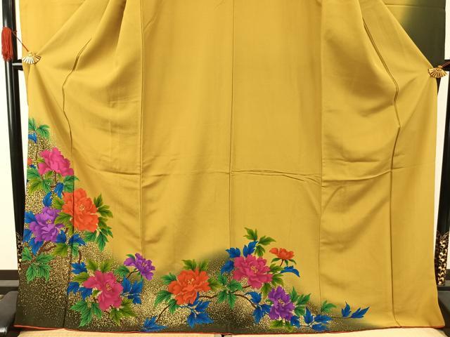 平和屋着物●豪華振袖　枝花文　暈し染め　金彩　ロング丈　正絹　逸品　AABI1248fy_2