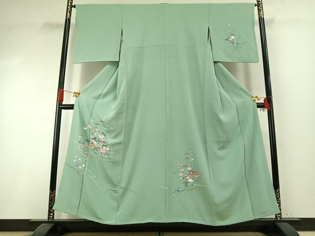平和屋着物●本加賀友禅作家 岡本幸治　訪問着　枝花文　正絹　逸品　AABI1279fy