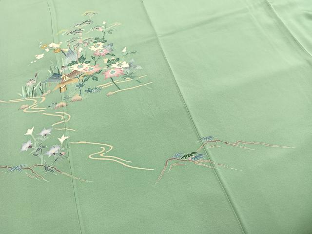 平和屋着物●本加賀友禅作家 岡本幸治　訪問着　枝花文　正絹　逸品　AABI1279fy_3