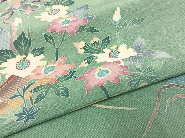 平和屋着物●本加賀友禅作家 岡本幸治　訪問着　枝花文　正絹　逸品　AABI1279fy_4