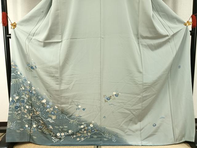 平和屋着物●訪問着　友禅　作家物　草花文　暈し染め　ロング丈　正絹　逸品　AABI1290fy_2