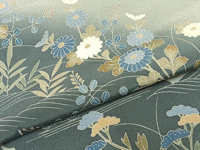 平和屋着物●訪問着　友禅　作家物　草花文　暈し染め　ロング丈　正絹　逸品　AABI1290fy_4