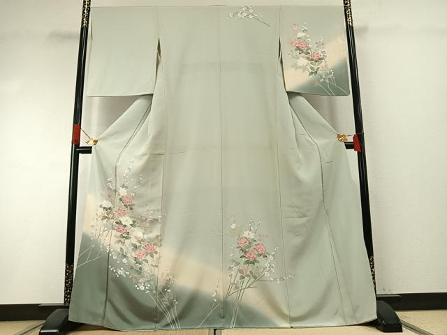 平和屋着物●訪問着　友禅　作家物　枝花文　暈し染め　正絹　逸品　AABI1309fy