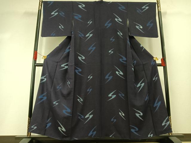 平和屋着物○上質な小紋 本藍 流水文 正絹 逸品 AABI1323fy【公式通販】