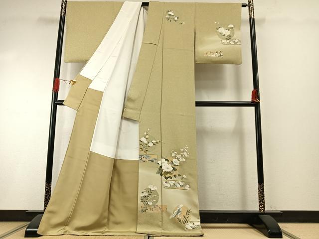 平和屋着物●訪問着　友禅　花鳥文　暈し染め　金銀彩　正絹　逸品　AABI1333fy_1