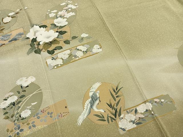 平和屋着物●訪問着　友禅　花鳥文　暈し染め　金銀彩　正絹　逸品　AABI1333fy_3