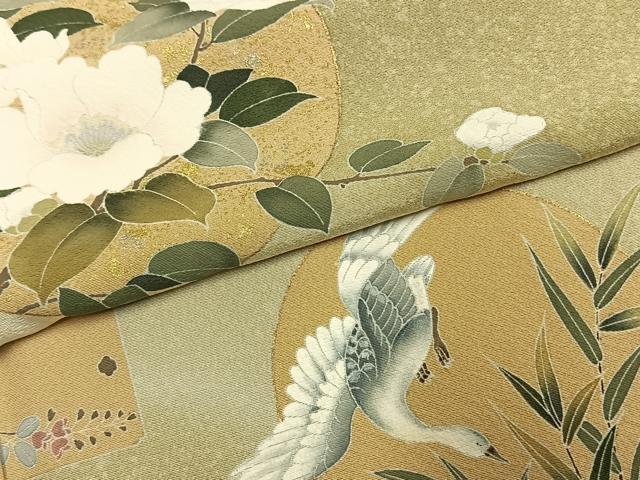 平和屋着物●訪問着　友禅　花鳥文　暈し染め　金銀彩　正絹　逸品　AABI1333fy_4