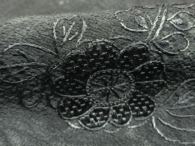 平和屋着物●上質な小紋　中国三大刺繍　スワトウ刺繍　汕頭刺繍　草花文　正絹　逸品　AABI1334fy_5