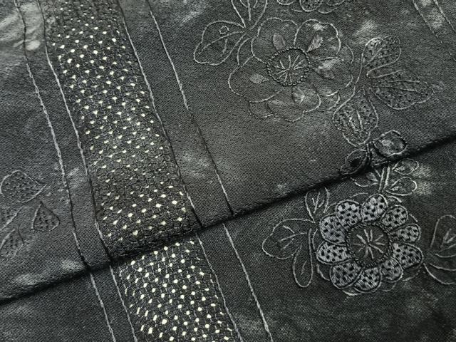 平和屋着物●上質な小紋　中国三大刺繍　スワトウ刺繍　汕頭刺繍　草花文　正絹　逸品　AABI1334fy_4