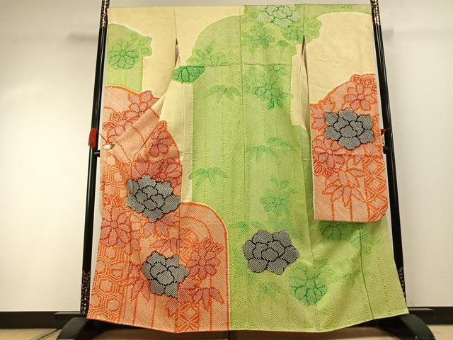 平和屋着物●豪華振袖　総絞り　草花文　正絹　逸品　AABI1386fy