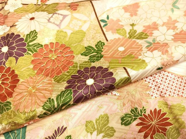 平和屋着物●豪華振袖　駒刺繍　御所車花文　金彩　正絹　逸品　AABI1416fy_4