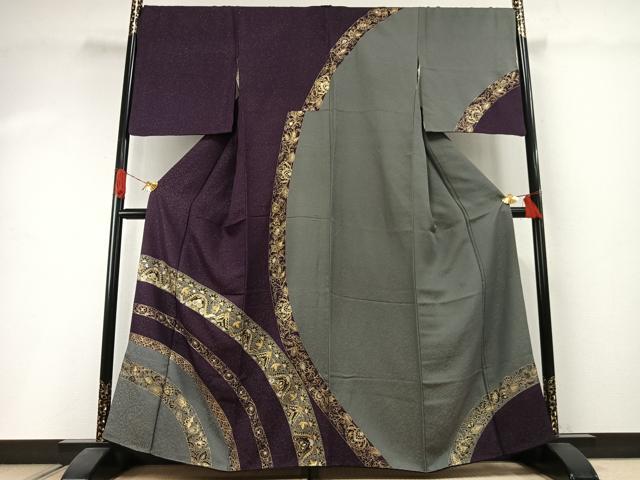 平和屋着物●染織作家　染織デザイナー　大島明　訪問着　花唐草文　金銀彩　金通し地　正絹　逸品　AABI1424fy 35,490円