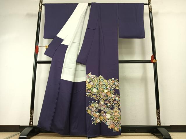 平和屋着物●色留訪問着　友禅　駒刺繍　吉祥花文　金彩　正絹　逸品　AABI1427fy_1