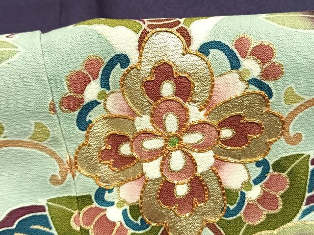 平和屋着物●色留訪問着　友禅　駒刺繍　吉祥花文　金彩　正絹　逸品　AABI1427fy_5
