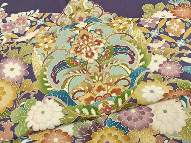 平和屋着物●色留訪問着　友禅　駒刺繍　吉祥花文　金彩　正絹　逸品　AABI1427fy_4