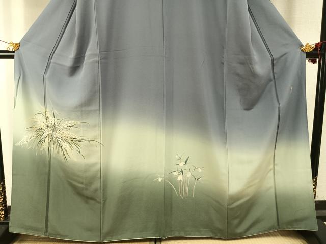 平和屋着物●十日町　加賀草木友禅の第一人者　田村哲彦　訪問着　草花文　暈し染め　正絹　逸品　未使用　AABI1473fy_2