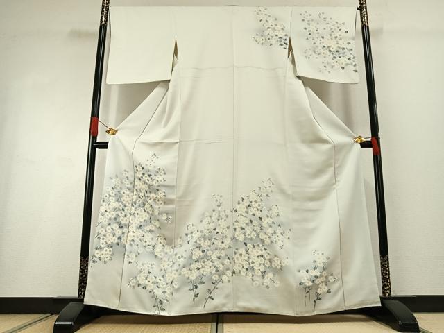 平和屋着物●訪問着　手描き　枝花文　暈し染め　正絹　逸品　AABI1506fy