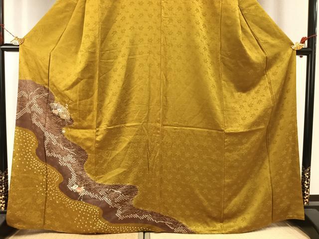 平和屋着物●訪問着　絞り　刺繍　地紙花文　金糸　金彩　正絹　逸品　AABI1596fy_2
