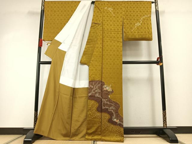平和屋着物●訪問着　絞り　刺繍　地紙花文　金糸　金彩　正絹　逸品　AABI1596fy_1