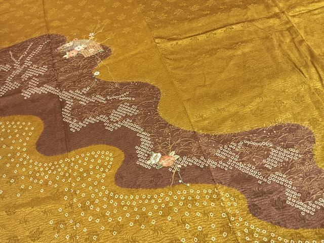 平和屋着物●訪問着　絞り　刺繍　地紙花文　金糸　金彩　正絹　逸品　AABI1596fy_3