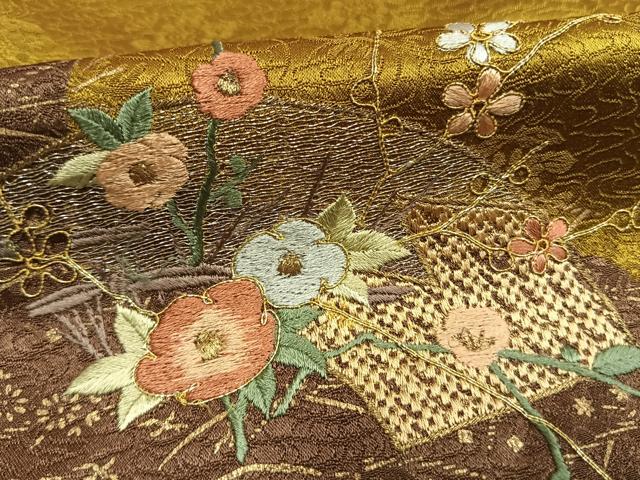 平和屋着物●訪問着　絞り　刺繍　地紙花文　金糸　金彩　正絹　逸品　AABI1596fy_5