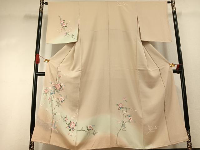 平和屋着物●訪問着　友禅　枝花文　暈し染め　正絹　逸品　AABI1609fy