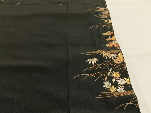 平和屋着物●金彩友禅　卓越技能者・名工・和田光正　黒留袖　松竹梅　風景花文　金銀彩　仮絵羽　正絹　逸品　未使用　AABI1711fy_9