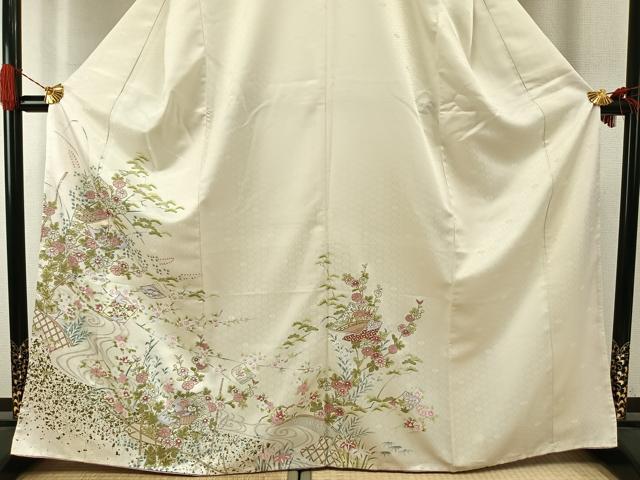 平和屋着物●訪問着　草花文　金彩　洗える着物　未使用　AABI1715fy_2