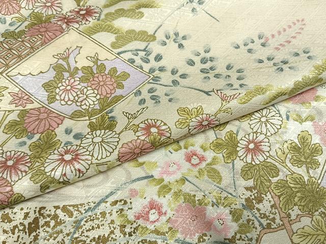 平和屋着物●訪問着　草花文　金彩　洗える着物　未使用　AABI1715fy_4