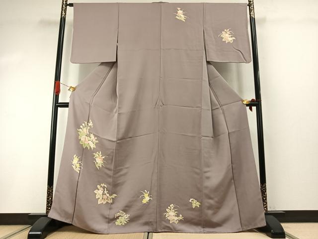 平和屋着物●訪問着　友禅　草花文　正絹　逸品　AABI1894fy